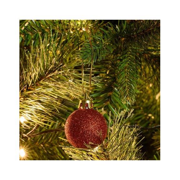 V. Christakopoulos Χριστουγεννιάτικες Μπάλες Σετ 6Τμχ Με Γκλίτερ 4εκ Κόκκινες - 53182-1