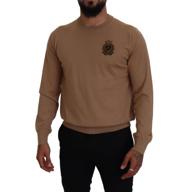 Dolce & Gabbana Beige Cashmere Crown Logo Pullover Sweater TSH83581 IT48
