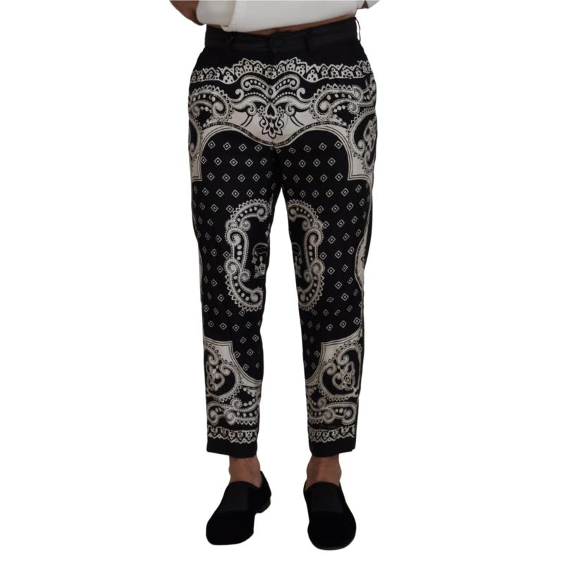 Dolce & Gabbana Black Silk Bandana Print Pants PAN73240 IT48