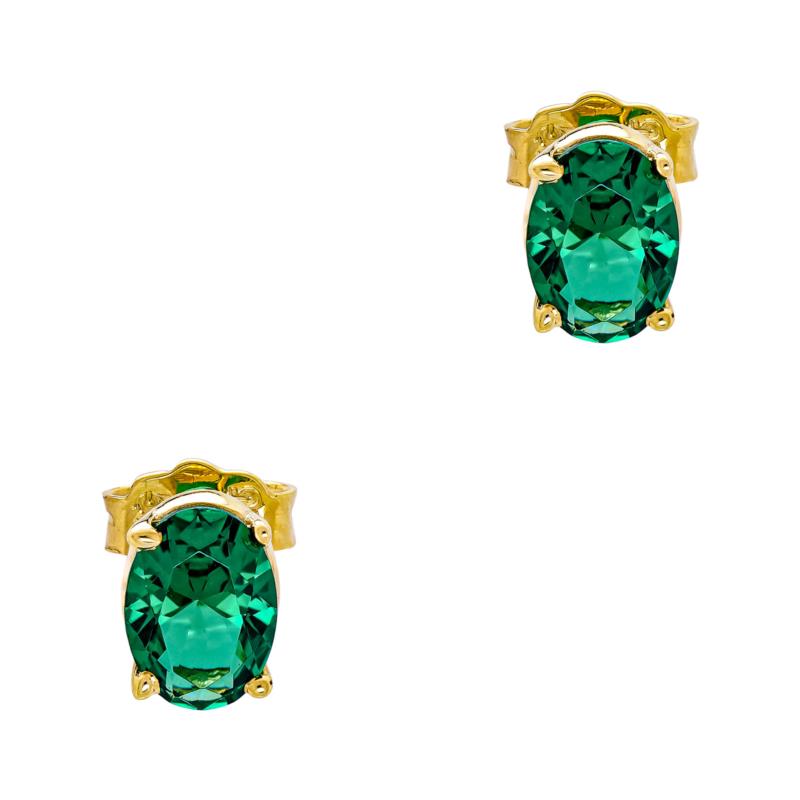 Σκουλαρίκια με Πράσινες Πέτρες απο Kίτρινο Χρυσό 14 Καρατίων SK2940