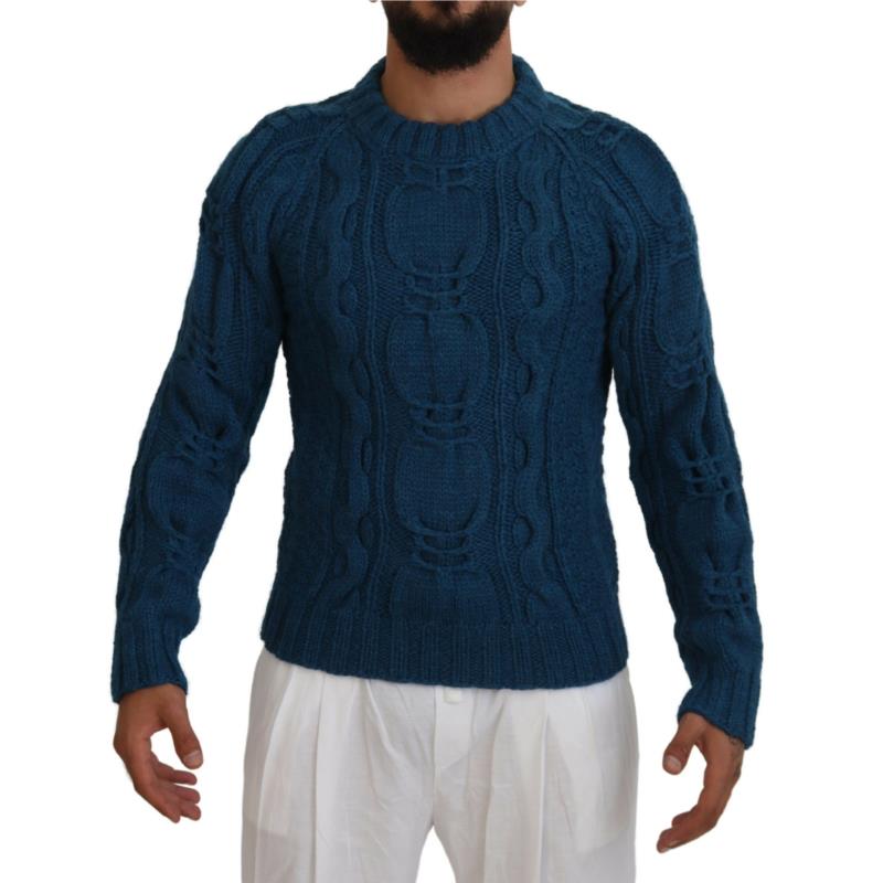Dolce & Gabbana Blue Knitted Wool Alpaca Pullover Sweater TSH83882 IT50