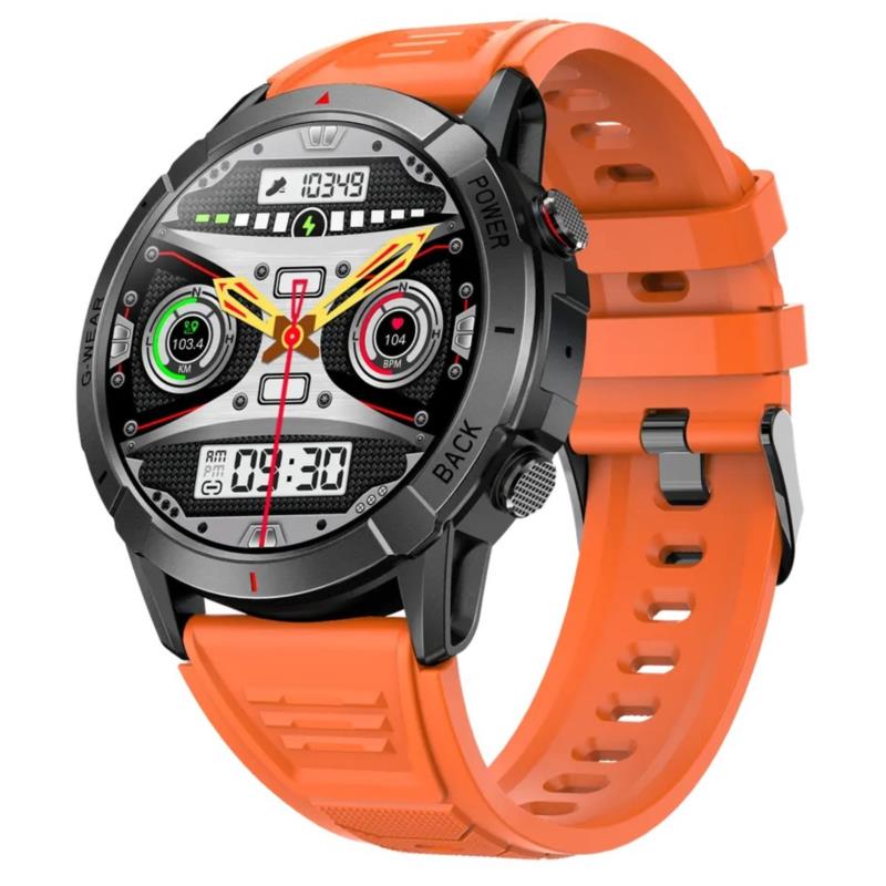 smartwatch NX10 - Μαύρη κάσα / Πορτοκαλί λουρί σιλικόνης
