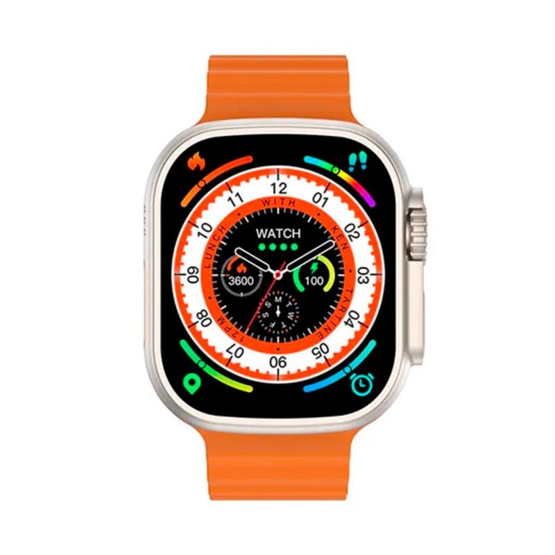 smartwatch 9 ultra - Ασημί κάσα / Πορτοκαλί λουρί σιλικόνης