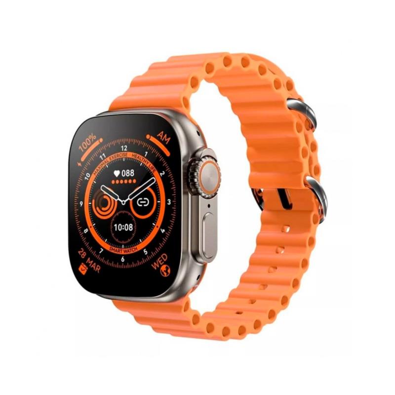 Smartwatch DT8 Ultra Plus - refurbished - Ασημί κάσα / Πορτοκαλί λουρί σιλικόνης