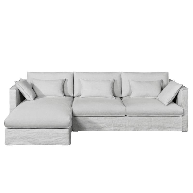 Γωνιακός καναπές από γκοφρέ λινό Μ165xΠ278xΥ87cm