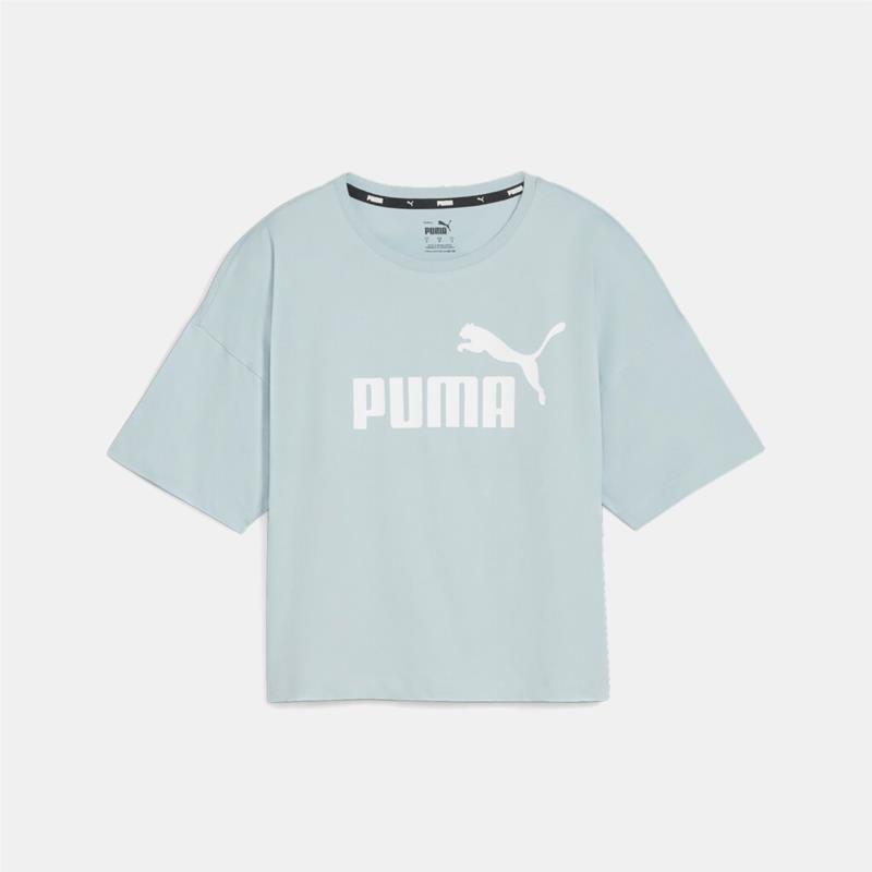 PUMA ESSENTIALS LOGO CROPPED T-SHIRT ΜΠΛΕ