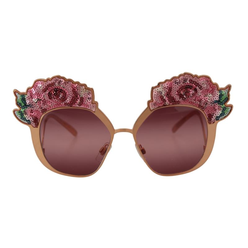 Dolce & Gabbana Pink Gold Rose Sequin Embroidery DG2202 Sunglasses GLA1190 8059226565543 One Size