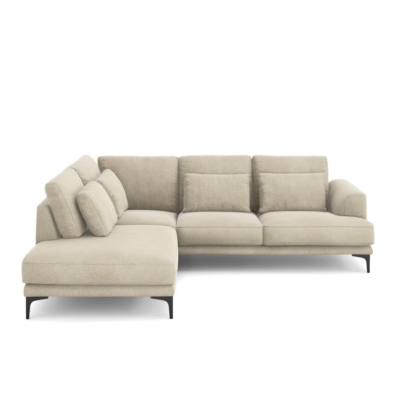 Γωνιακός καναπές από λινό βελούδο Μ222xΠ258xΥ83cm