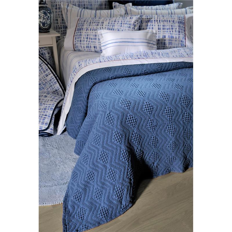 DOWN TOWN Home κουβέρτα υπέρδιπλη με ανάγλυφο σχέδιο "871 Blue" 230 x 260 cm - 34-0205
