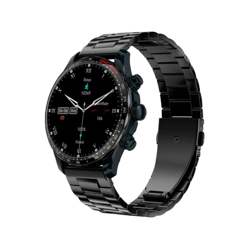 Smartwatch KM68 - Μαύρη κάσα / μαύρο μεταλλικό λουρί