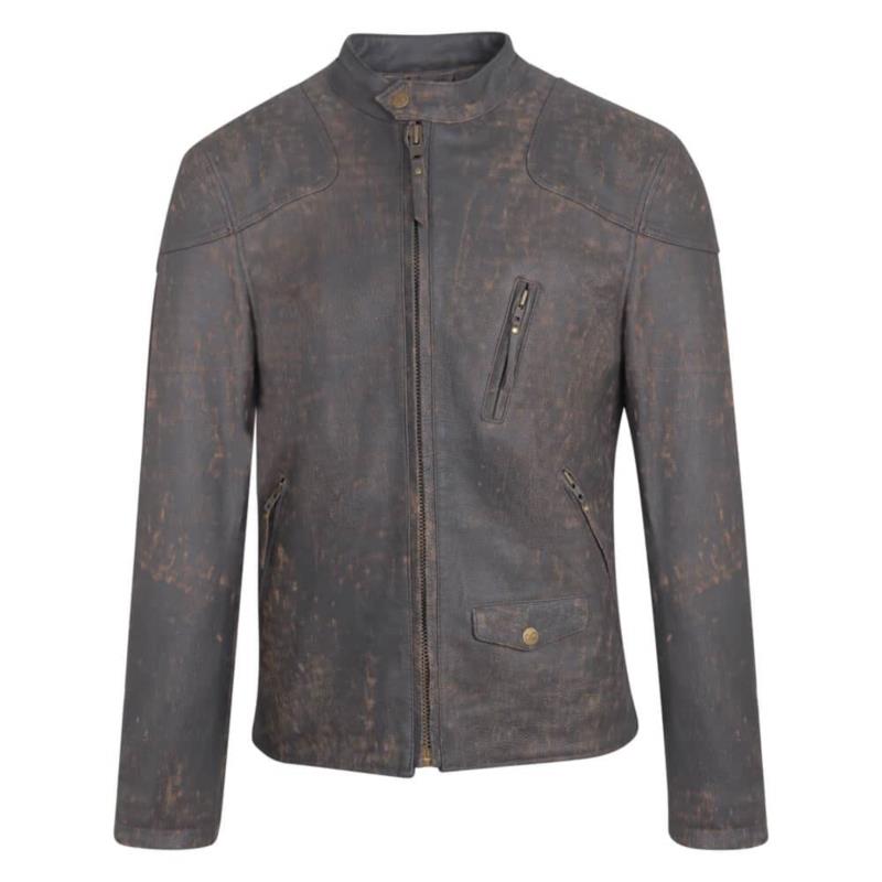 Prince Oliver Racer Jacket Καφέ Σκούρο 100% Leather (Modern Fit)