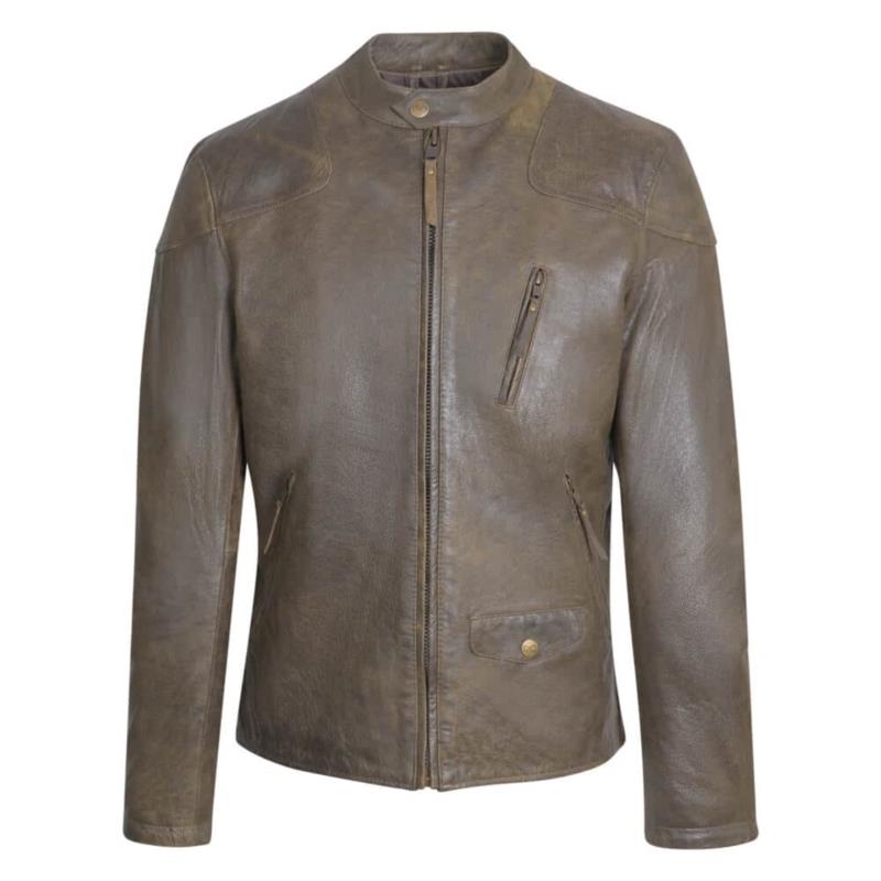 Prince Oliver Racer Jacket Λαδί 100% Leather (Modern Fit)