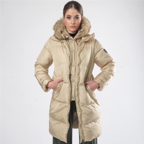Γυναικείο Padded Jacket Μπεζ Μακρύ (Regular Fit) New Arrival