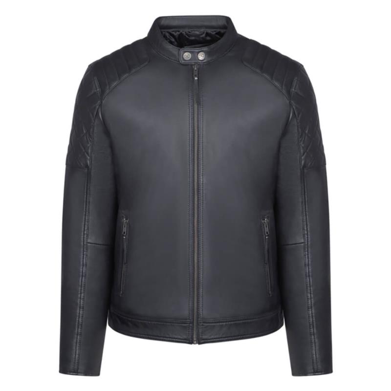 Racer Jacket Μαύρο 100% Leather (Modern Fit)