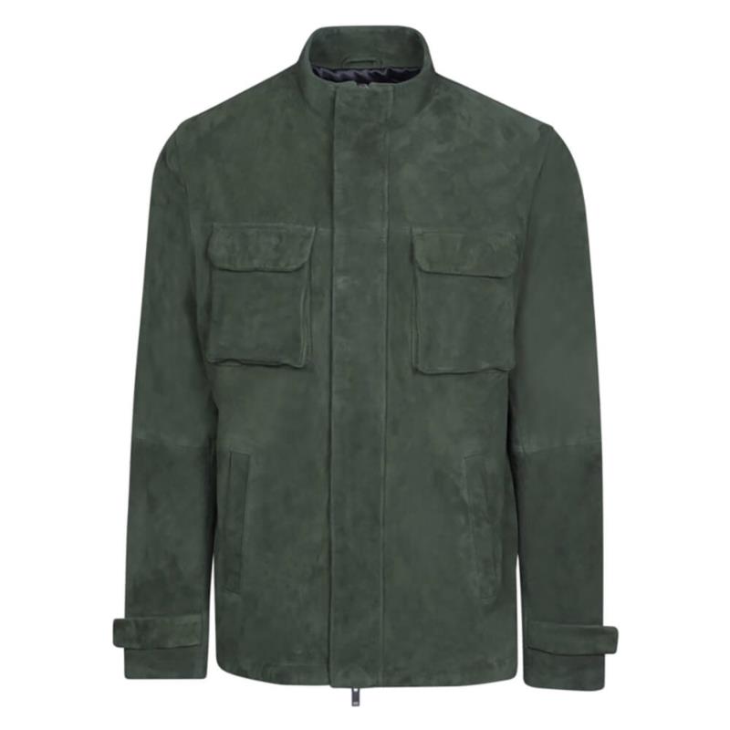 Σουέντ Δερμάτινο Jacket Πράσινο (Modern Fit)