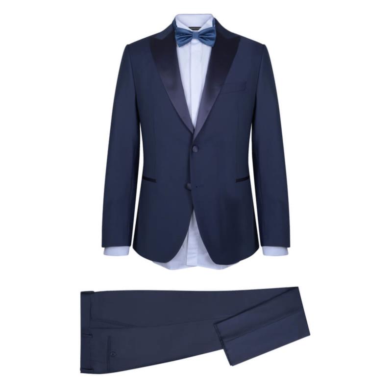 Γαμπριάτικο Tuxedo Μπλε με Shawl Σατέν Πέτο (Modern Fit)