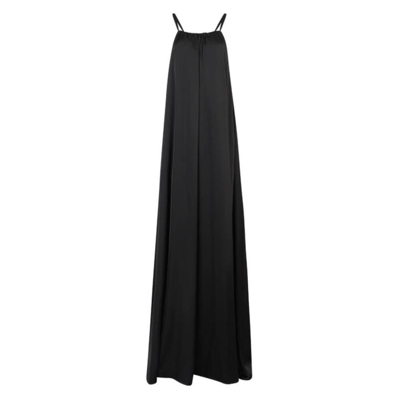 Φόρεμα Μάξι Σατινέ Μαύρο