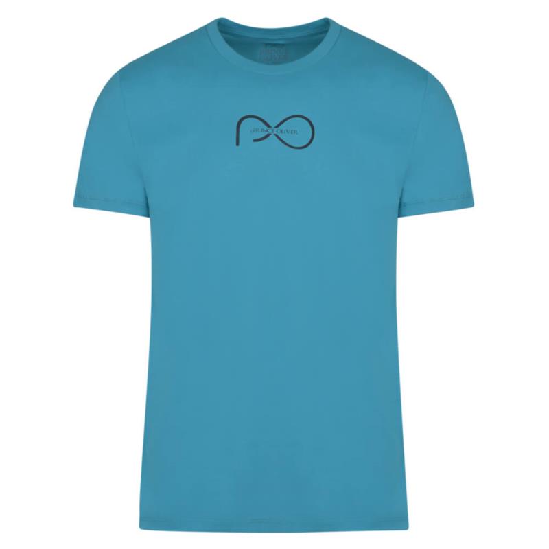 Elegant Logo Τ-Shirt Γαλάζιο Round Neck (Italian Slim Fit)