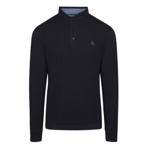 Signature Long Sleeve Mao Polo Μπλε Σκούρο (Modern Fit) New Arrival