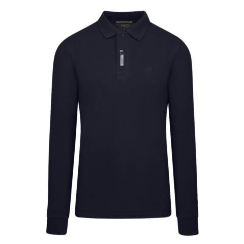 Μακρυμάνικο Polo Double Pique Μπλε Σκούρο 100% Cotton (Regular Fit) New Arrival