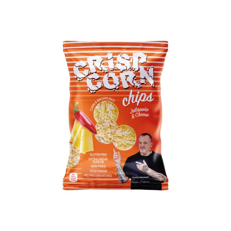 Crisp Corn Chips με γεύση χαλαπένιο και τυρί (60g)
