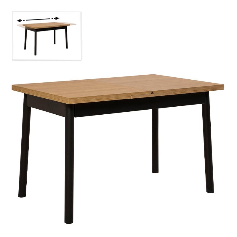 Τραπέζι Jemmy Megapap επεκτεινόμενο από μελαμίνη χρώμα φυσικό - μαύρο 120/153x75x77εκ. - MegaPap - 0234418