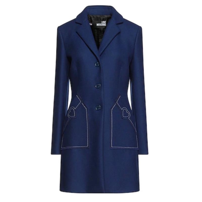 Love Moschino Blue Wool Vergine Jackets & Coat IT46