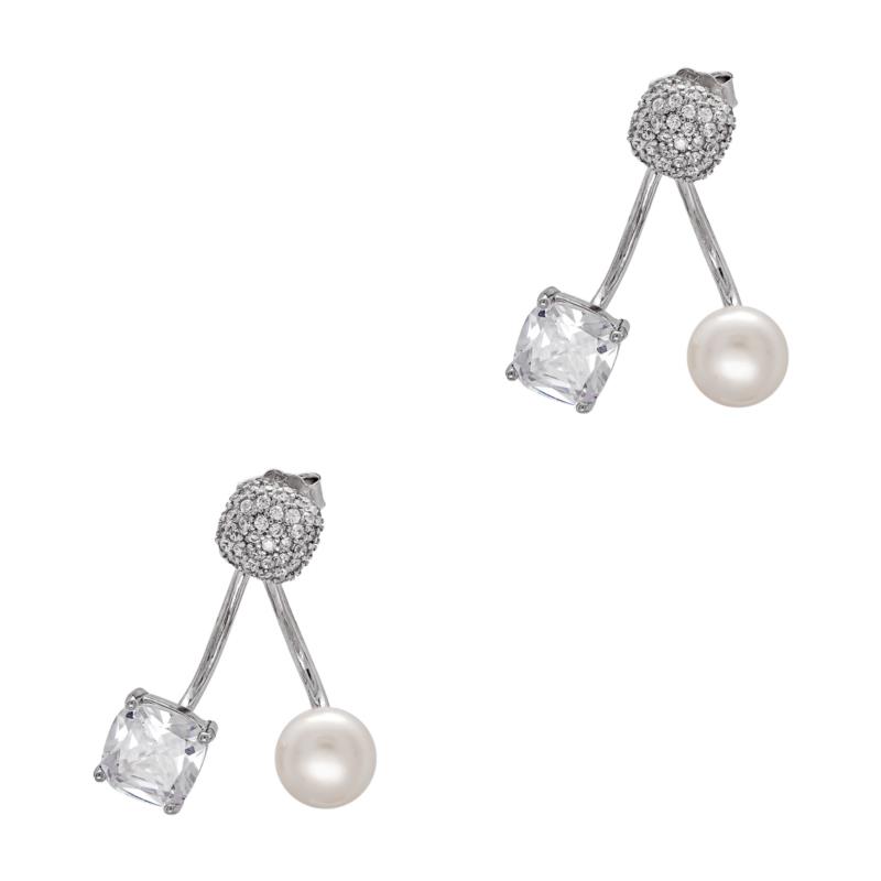 Σκουλαρίκια Με Λευκές Πέτρες απο Ασήμι SK3015