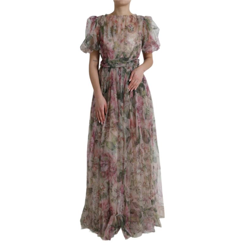 Dolce & Gabbana Multicolor Floral Print A-line Gown Dress IT40