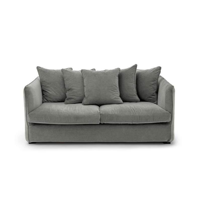 Καναπές-κρεβάτι από βελούδο stonewashed Μ95xΠ202xΥ82cm