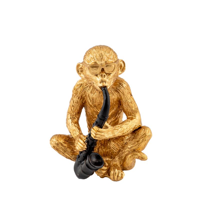 Zen Collection Πίθηκος Resin Χρυσός με Γυαλιά και Μαύρο Σαξόφωνο 13cm 47434