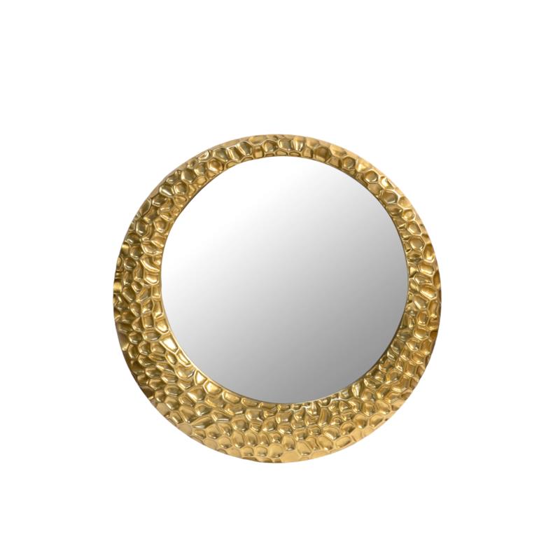 Zen Collection Καθρέπτης Τοίχου Resin Χρυσός με Βούλες Φ100x4.5cm 48560