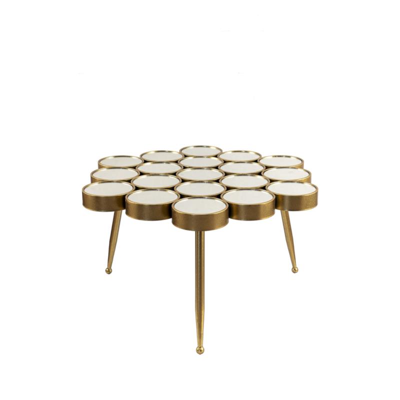 Zen Collection Τραπέζι Σαλονιού Μεταλλικό Χρυσό με Καθρεπτάκια 83x46cm 48623