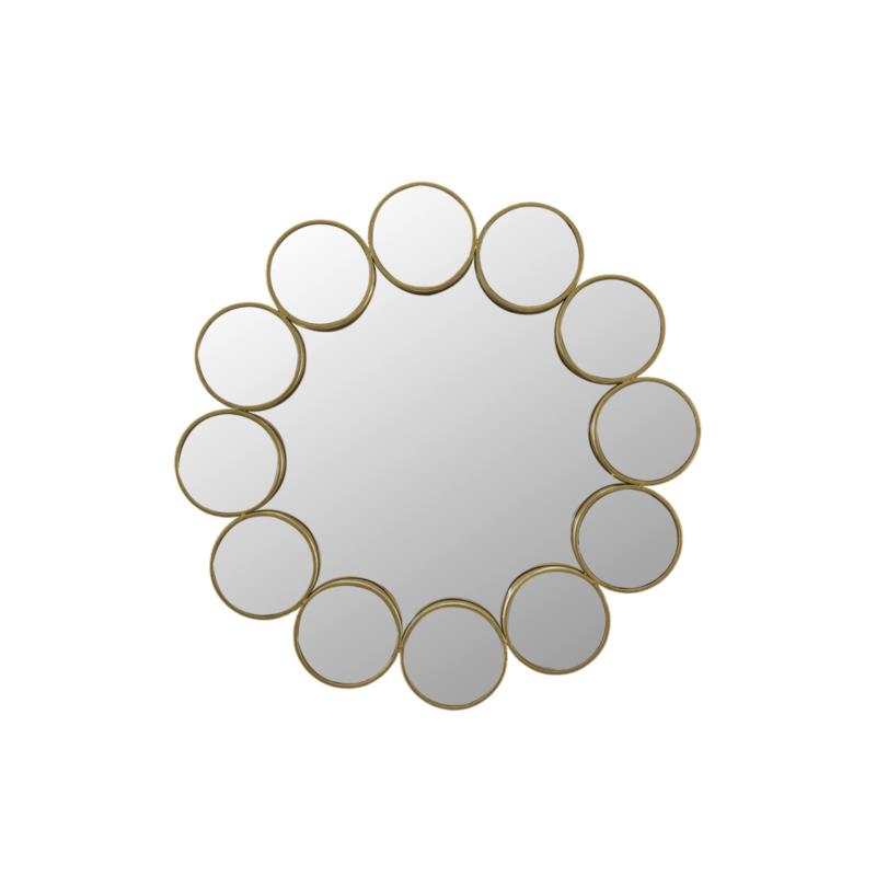 Zen Collection Καθρέπτης Τοίχου Μεταλλικός Χρυσός με Κύκλους Φ80x2.5cm 48600