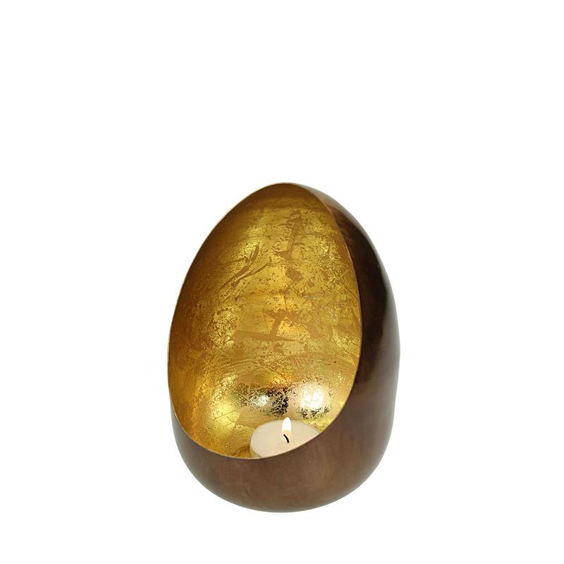 ZAROS Κηροπήγιο Αλουμινίου 'Egg' σε Χάλκινο/Χρυσό Χρώμα 11x14cm XET-9020