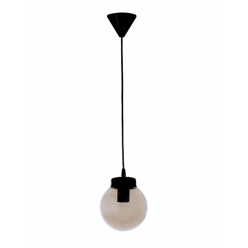 Heronia Κρεμαστό Φωτιστικό Οροφής Μονόφωτο Γυάλινο Φιμέ/Μαύρο Φ15x80cm Ε27 02-0312