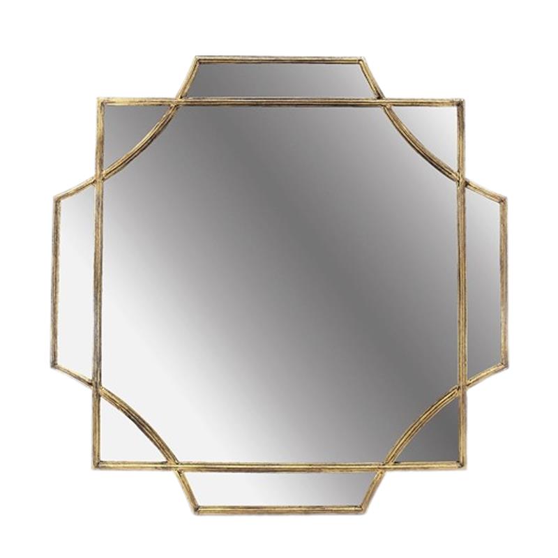 Zaros Καθρέπτης Μεταλλικός Art Deco Χρυσός 80x3x80cm MI142