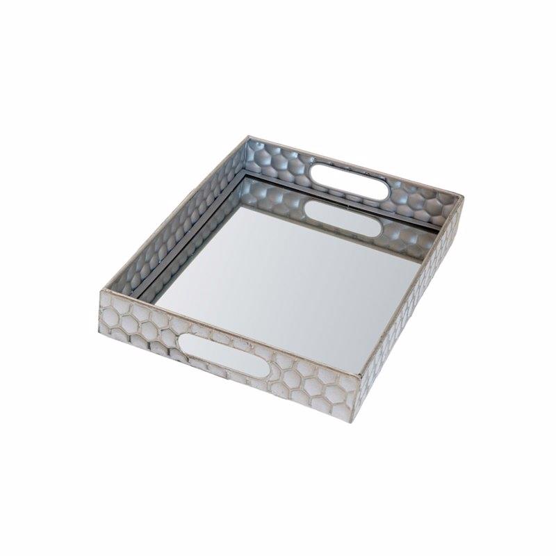 Zen Collection Δίσκος Μεταλλικός Ασημί/Λευκός (Μέγεθος: Small) 35x25.1x5.1cm ZEN-48540-S