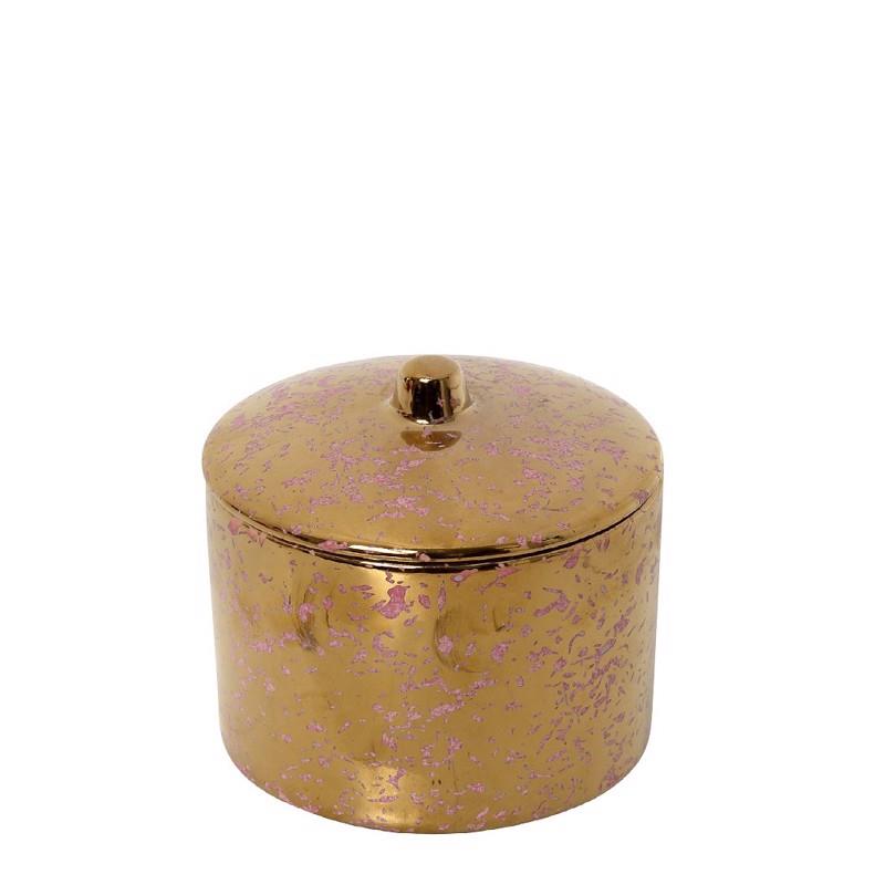 Δοχείο με Καπάκι Κεραμικό Χρυσό/Ροζ Φ10x9cm ROD202K4 Espiel
