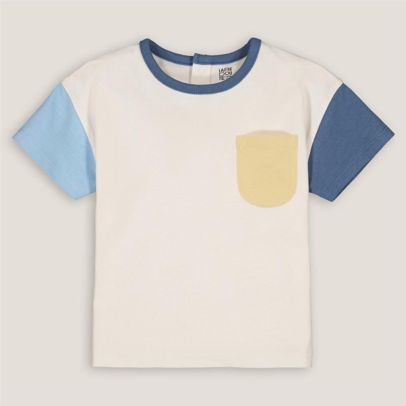 Κοντομάνικο T-shirt color block με στρογγυλή λαιμόκοψη