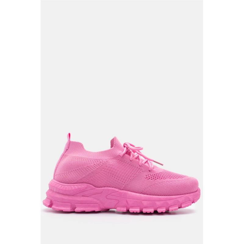 Sneakers Κάλτσα με Διακοσμητικά Κορδόνια - Ροζ