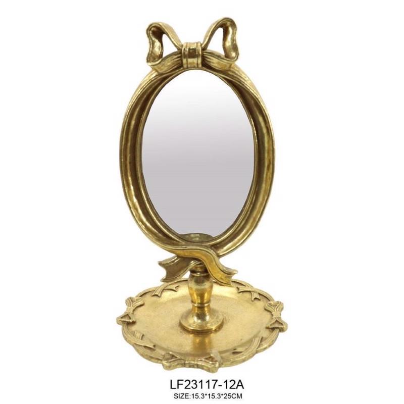 Oriana Ferelli Καθρέπτης Επιτραπέζιος Polyresin Χρυσός Φ15.3x25cm LF23117-12A XL23117012