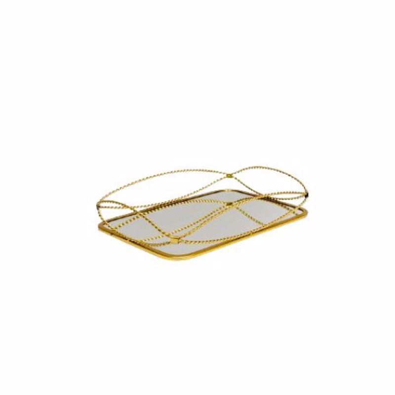 Zen Collection Διακοσμητικός Δίσκος Μεταλλικός Χρυσός με Επιφάνεια Καθρέπτη (Μέγεθος: Medium) 36x26x7.5cm
