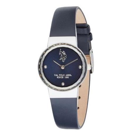U.S. POLO Angelique - USP8254BL, Silver case with Blue Leather Strap