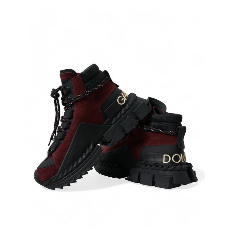 Dolce & Gabbana Burgundy Super King High Top Men Sneakers Shoes EU41/US8
