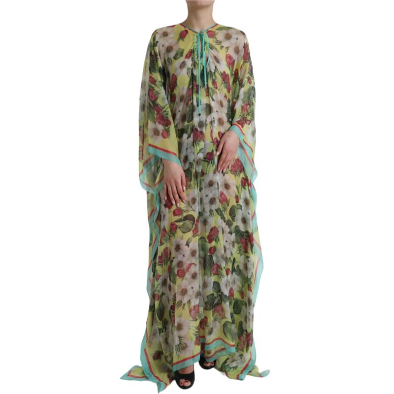 Dolce & Gabbana Multicolor Floral Silk Kaftan Maxi Dress IT40