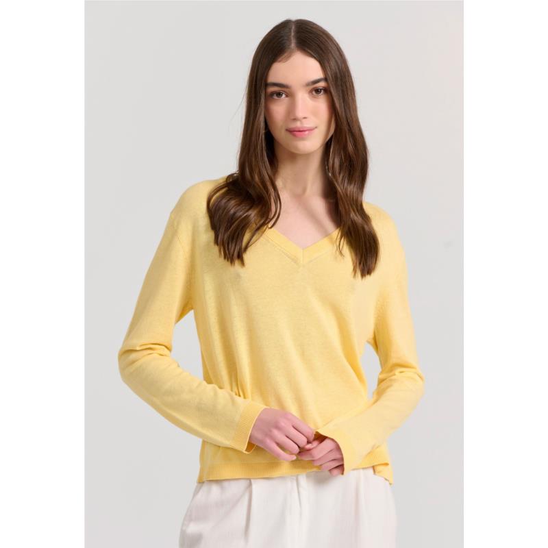Γυναικεία linen blend lightweight πλεκτή μπλούζα