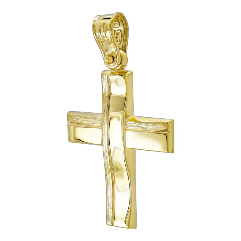 Σταυρός Βάπτισης Ανδρικός Σε Κίτρινο Χρυσό 14 Καρατίων ST3489