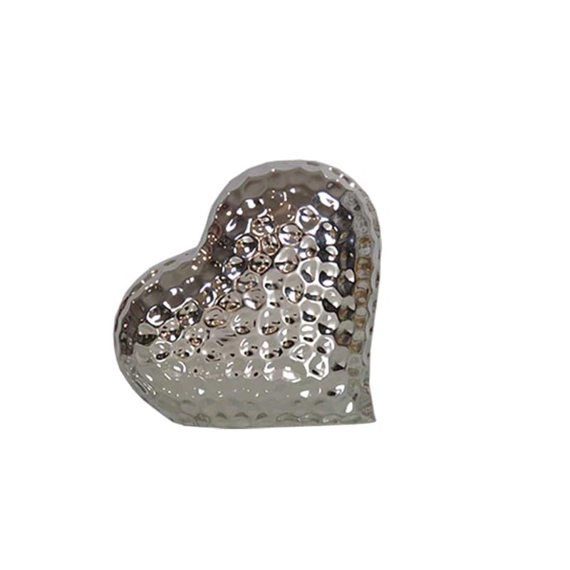 Διακοσμητική Καρδιά Κεραμική Ασημί Art Et Lumiere 13εκ. 09706 (Σετ 2 Τεμάχια) (Υλικό: Κεραμικό, Χρώμα: Ασημί ) - Art Et Lumiere - lumiere_09706
