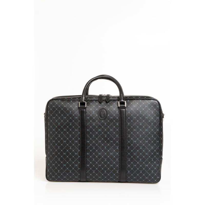 Trussardi Black Leather Briefcase One Size